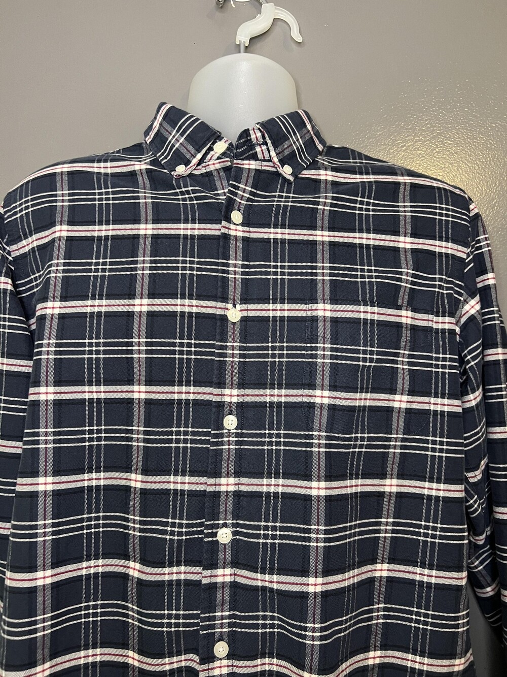 J.Crew Oxford Shirt Mens Large Blue Plaid Slim Fit Button Down Cotton Casual